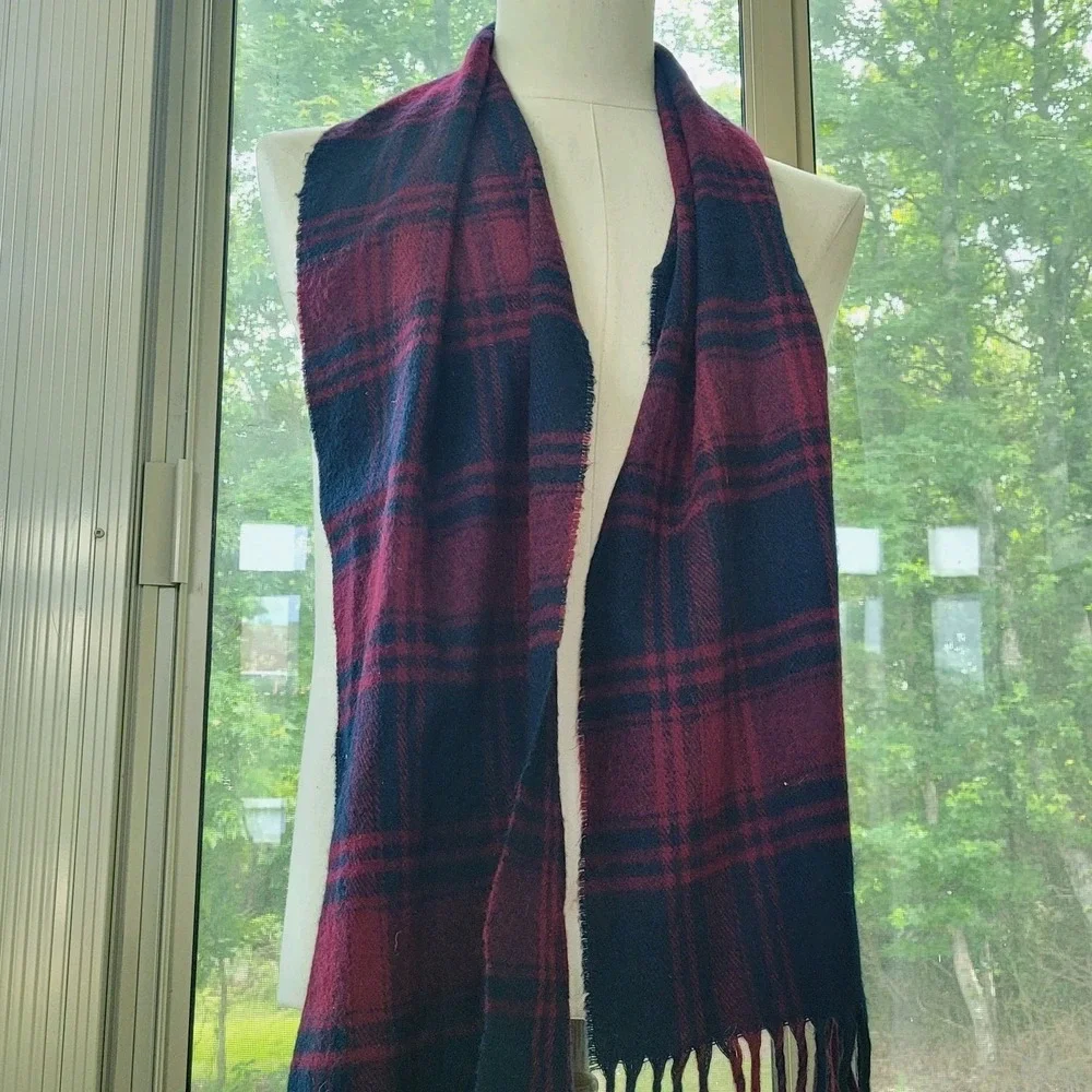 CHRISTIAN DIOR Vintage Cashluxe Acrylic Scarf Multicolor Plaid
